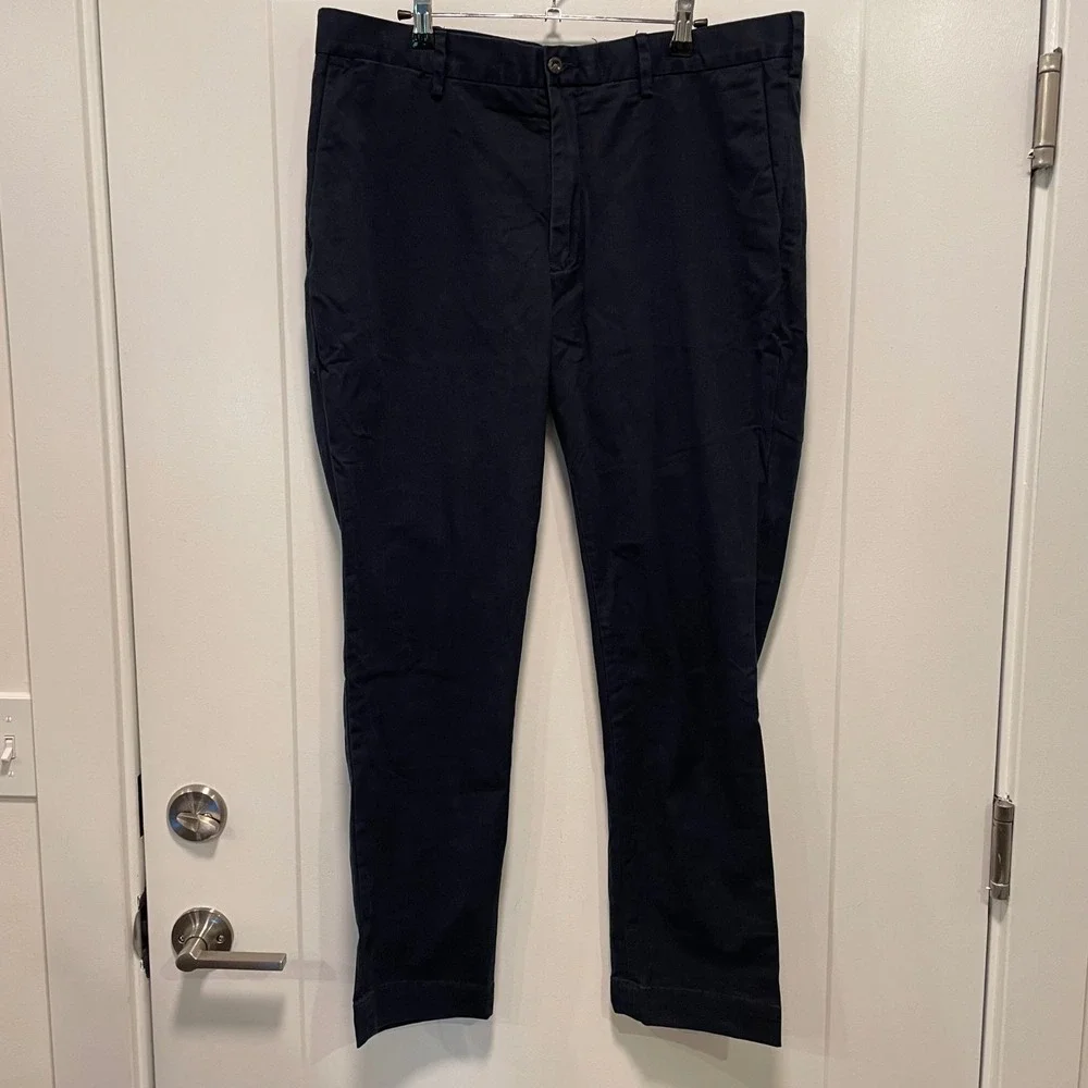 Polo Ralph Lauren Mens Navy Blue Stretch Slim Fit Chino Pants 36x30
